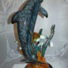 Dolphin with large turtle Bronze Statue -  Size: 30"L x 30"W x 44"H.