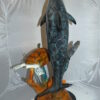 Dolphin with large turtle Bronze Statue -  Size: 30"L x 30"W x 44"H.