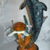 Dolphin with large turtle Bronze Statue -  Size: 30"L x 30"W x 44"H.