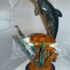 Dolphin with large turtle Bronze Statue -  Size: 30"L x 30"W x 44"H.