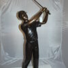 Teen boy plays golf Bronze Statue -  Size: 18"L x 13"W x 57"H.