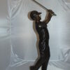 Teen boy plays golf Bronze Statue -  Size: 18"L x 13"W x 57"H.