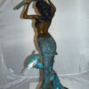 Mermaid 43 holding a shell fountain Bronze Statue -  Size: 14"L x 24"W x 43"H.