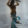 Mermaid 43 holding a shell fountain Bronze Statue -  Size: 14"L x 24"W x 43"H.