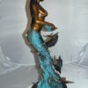 Mermaid with Dolphin Fountain Bronze Statue -  Size: 16"L x 16"W x 39"H.