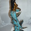 Mermaid with Dolphin Fountain Bronze Statue -  Size: 16"L x 16"W x 39"H.