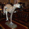 Running Cheetah - Gold Pleated Bronze Statue -  Size: 67"L x 23"W x 41"H.