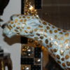 Running Cheetah - Gold Pleated Bronze Statue -  Size: 67"L x 23"W x 41"H.