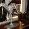 Running Cheetah - Gold Pleated Bronze Statue -  Size: 67"L x 23"W x 41"H.