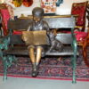 Girl sitting with her dog  on a bench,  reading Bronze Statue - 27" x 39" x 32"H