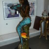 Mermaid holding shell L, W turtle and fish Bronze fountain -  38" x 24" x 68"H.