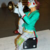 Clown Playing Instrument Bronze Statue -  Size: 12"L x 10"W x 20"H.