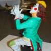 Clown Playing Instrument Bronze Statue -  Size: 12"L x 10"W x 20"H.