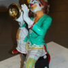 Clown Playing Instrument Bronze Statue -  Size: 12"L x 10"W x 20"H.