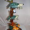 Five Sea Turtles Swimming Bronze Statue -  Size: 20"L x 16"W x 30"H.