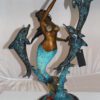 Mermaid with 3 dolphins Bronze Statue -  Size: 16"L x 10"W x 25"H.