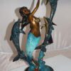 Mermaid with 3 dolphins Bronze Statue -  Size: 16"L x 10"W x 25"H.