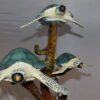 Five Sea Turtles Swimming Bronze Statue -  Size: 20"L x 16"W x 30"H.