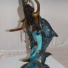 Mermaid with 3 dolphins Bronze Statue -  Size: 16"L x 10"W x 25"H.