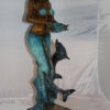 Mermaid with 2 dolphins Bronze Statue -  Size: 14"L x 14"W x 28"H.