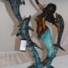 Mermaid with 3 dolphins Bronze Statue -  Size: 16"L x 10"W x 25"H.