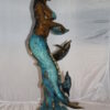 Mermaid with 2 dolphins Bronze Statue -  Size: 14"L x 14"W x 28"H.