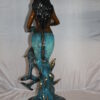 Mermaid with 2 dolphins Bronze Statue -  Size: 14"L x 14"W x 28"H.