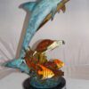 Dolphin turtle and 2 fish Bronze Statue -  Size: 18"L x 16"W x 25"H.