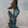 Mermaid with 2 dolphins Bronze Statue -  Size: 14"L x 14"W x 28"H.