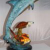 Dolphin turtle and 2 fish Bronze Statue -  Size: 18"L x 16"W x 25"H.