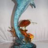 Dolphin turtle and 2 fish Bronze Statue -  Size: 18"L x 16"W x 25"H.