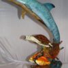 Dolphin turtle and 2 fish Bronze Statue -  Size: 18"L x 16"W x 25"H.