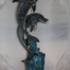 Two Dolphins fountain Bronze Statue -  Size: 22"L x 12"W x 46"H.