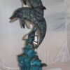 Two Dolphins fountain Bronze Statue -  Size: 22"L x 12"W x 46"H.