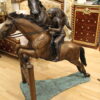 Jockey and Horse Jump a Fence Bronze Statue -  Size: 60"L x 30"W x 51"H.