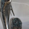 Two Dolphins fountain Bronze Statue -  Size: 22"L x 12"W x 46"H.