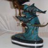 Mermaid w Dolphin and turtle Bronze Statue -  Size: 19"L x 9"W x 22"H.