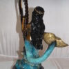 Mermaid play harp Bronze Statue -  Size: 13"L x 8"W x 22"H.