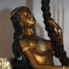 Mermaid play harp Bronze Statue -  Size: 13"L x 8"W x 22"H.