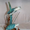 Two Sea Turtles Swimming Bronze Statue -  Size: 17"L x 9"W x 20"H.