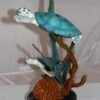 Two Sea Turtles Swimming Bronze Statue -  Size: 17"L x 9"W x 20"H.