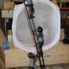 Three kids on a ladder Bronze Statue -  Size: 24"L x 22"W x 94"H.