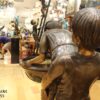 Boy Girl Drinking From Fountain Bronze Statue -  Size: 44"L x 24"W x 42"H.