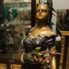 Woman Holding Bouquet Standing on Lily  Bronze Statue/Fountain 28" x27"x 60"H.