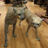 Pair of Golden-Plated Cheetahs Bronze Statue -  Size: 58"L x 10"W x 31"H.