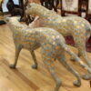 Pair of Golden-Plated Cheetahs Bronze Statue -  Size: 58"L x 10"W x 31"H.