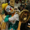 Colorful Clown Playing Instrument Bronze Statue -  Size: 18"L x 13"W x 31"H.