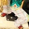 Colorful Clown Playing Instrument Bronze Statue -  Size: 18"L x 13"W x 31"H.