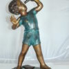 Boy with telescope Bronze Statue -  Size: 14"L x 10"W x 28"H.