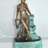 Lady on Wall fountain Bronze Statue -  Size: 12"L x 9"W x 21"H.